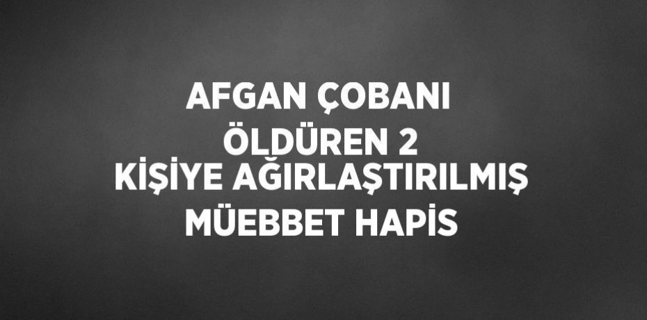 AFGAN ÇOBANI ÖLDÜREN 2 KİŞİYE AĞIRLAŞTIRILMIŞ MÜEBBET HAPİS
