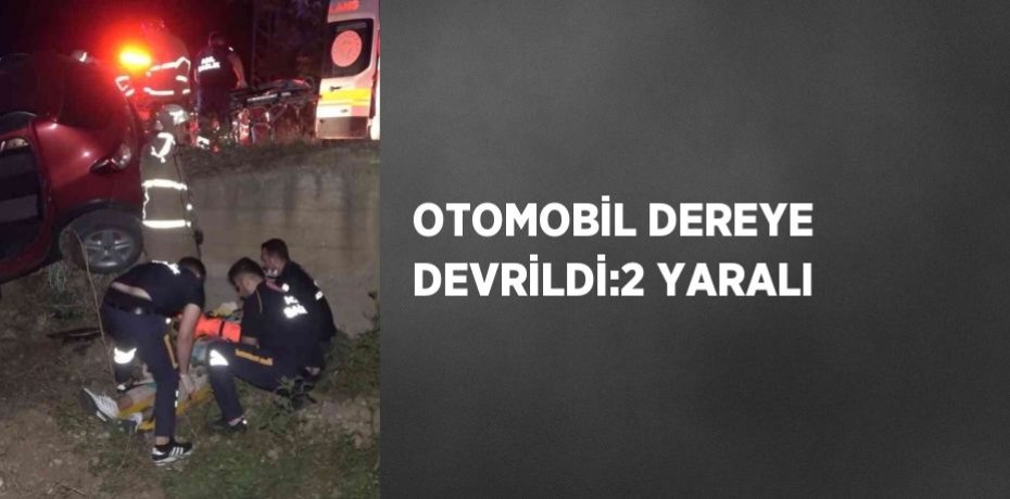 OTOMOBİL DEREYE DEVRİLDİ:2 YARALI