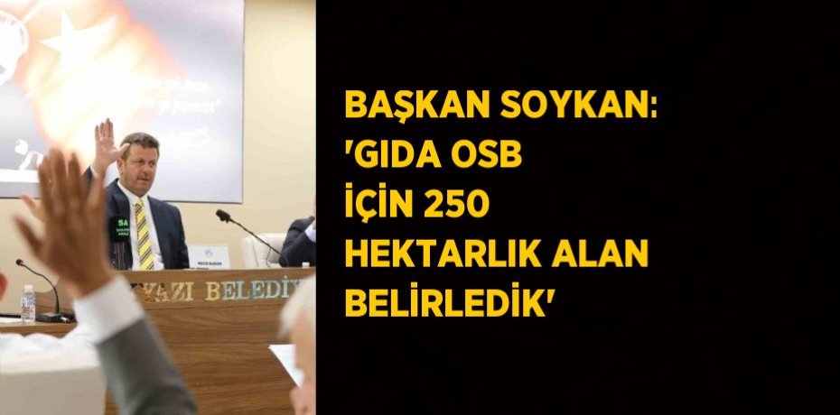 BAŞKAN SOYKAN: 'GIDA OSB İÇİN 250 HEKTARLIK ALAN BELİRLEDİK'