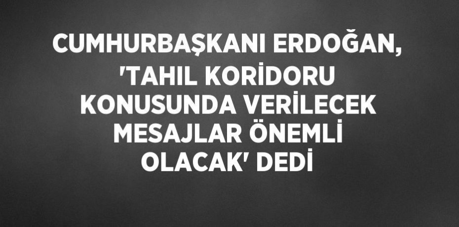 CUMHURBAŞKANI ERDOĞAN, 'TAHIL KORİDORU KONUSUNDA VERİLECEK MESAJLAR ÖNEMLİ OLACAK' DEDİ