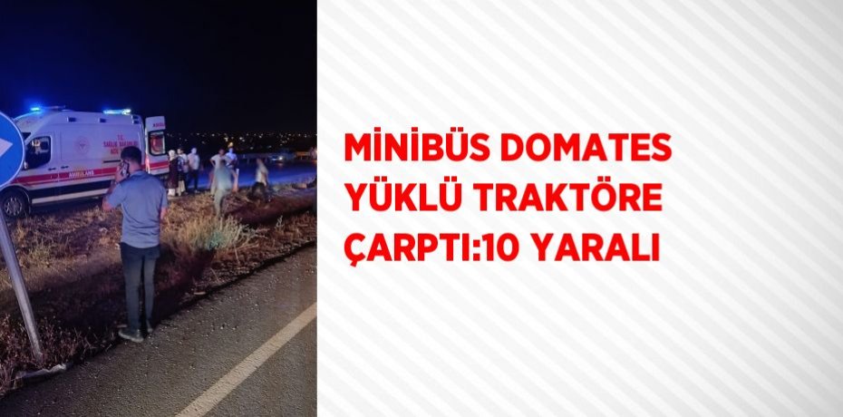 MİNİBÜS DOMATES YÜKLÜ TRAKTÖRE ÇARPTI:10 YARALI