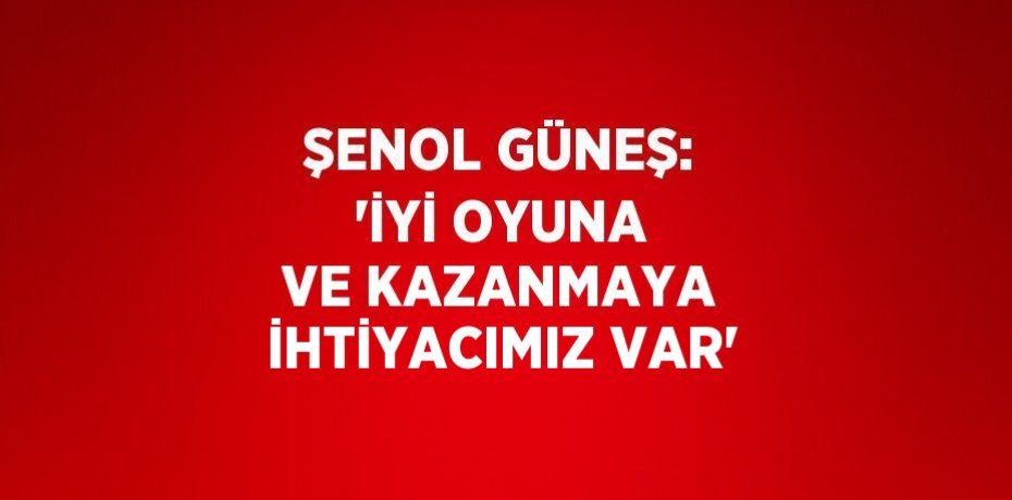 ŞENOL GÜNEŞ: 'İYİ OYUNA VE KAZANMAYA İHTİYACIMIZ VAR'