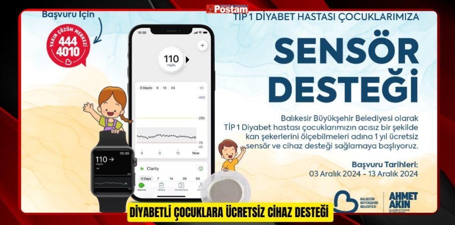 DİYABETLİ ÇOCUKLARA ÜCRETSİZ CİHAZ DESTEĞİ