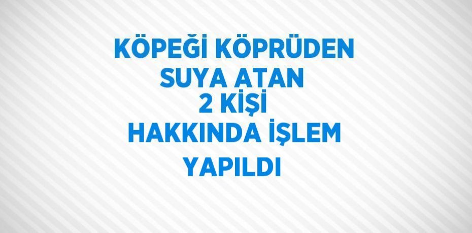 KÖPEĞİ KÖPRÜDEN SUYA ATAN 2 KİŞİ HAKKINDA İŞLEM YAPILDI