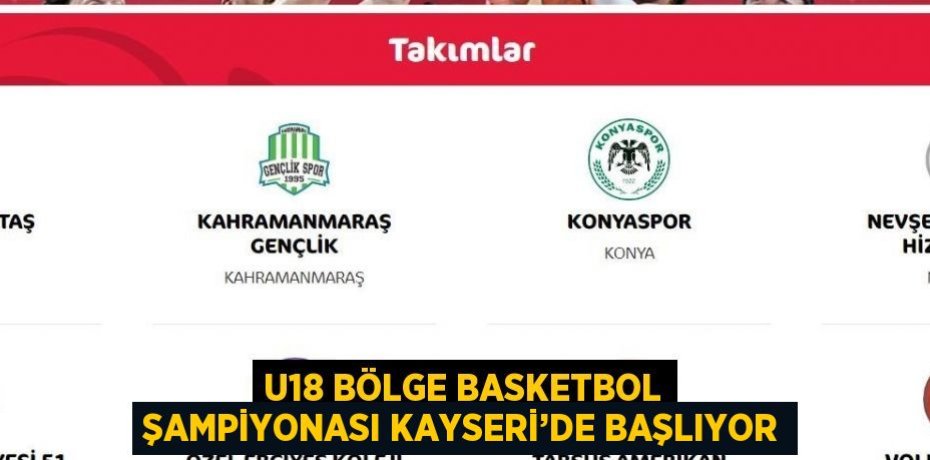 U18 BÖLGE BASKETBOL ŞAMPİYONASI KAYSERİ’DE BAŞLIYOR