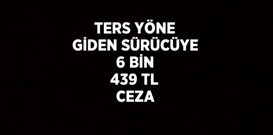 TERS YÖNE GİDEN SÜRÜCÜYE 6 BİN 439 TL CEZA