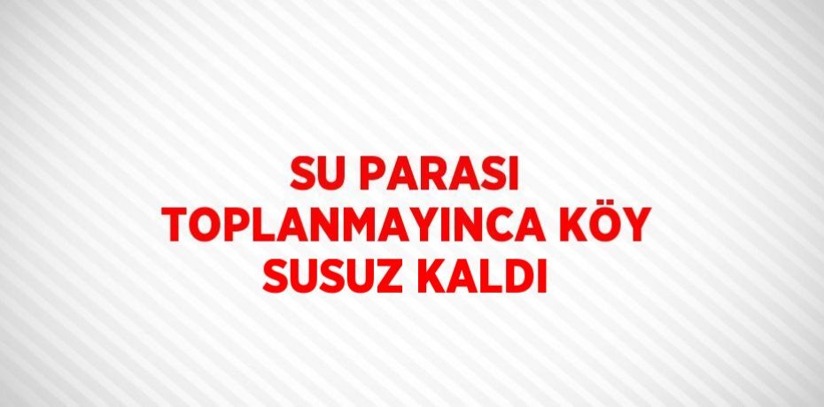 SU PARASI TOPLANMAYINCA KÖY SUSUZ KALDI