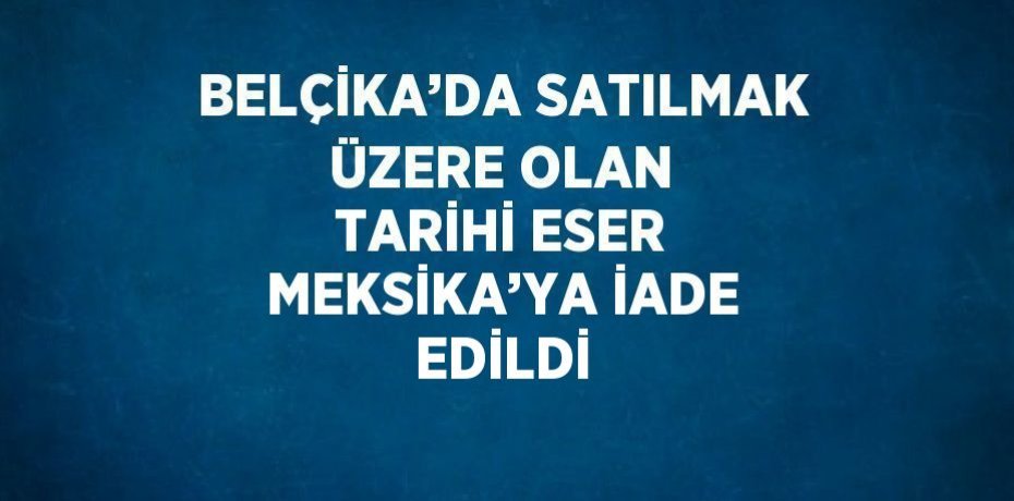 BELÇİKA’DA SATILMAK ÜZERE OLAN TARİHİ ESER MEKSİKA’YA İADE EDİLDİ