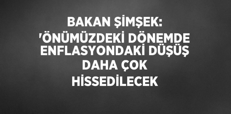 BAKAN ŞİMŞEK: 'ÖNÜMÜZDEKİ DÖNEMDE ENFLASYONDAKİ DÜŞÜŞ DAHA ÇOK HİSSEDİLECEK