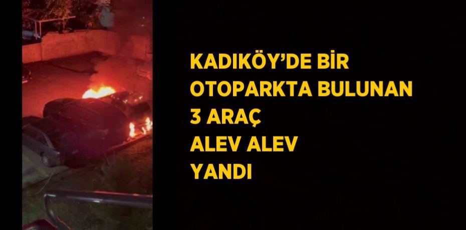 KADIKÖY’DE BİR OTOPARKTA BULUNAN 3 ARAÇ ALEV ALEV YANDI