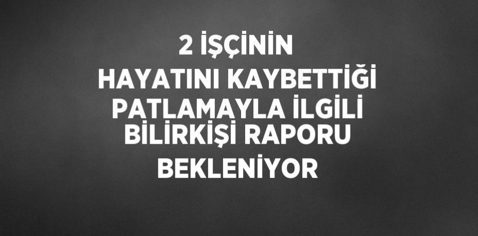 2 İŞÇİNİN HAYATINI KAYBETTİĞİ PATLAMAYLA İLGİLİ BİLİRKİŞİ RAPORU BEKLENİYOR