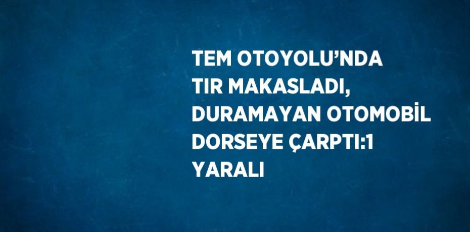 TEM OTOYOLU’NDA TIR MAKASLADI, DURAMAYAN OTOMOBİL DORSEYE ÇARPTI:1 YARALI