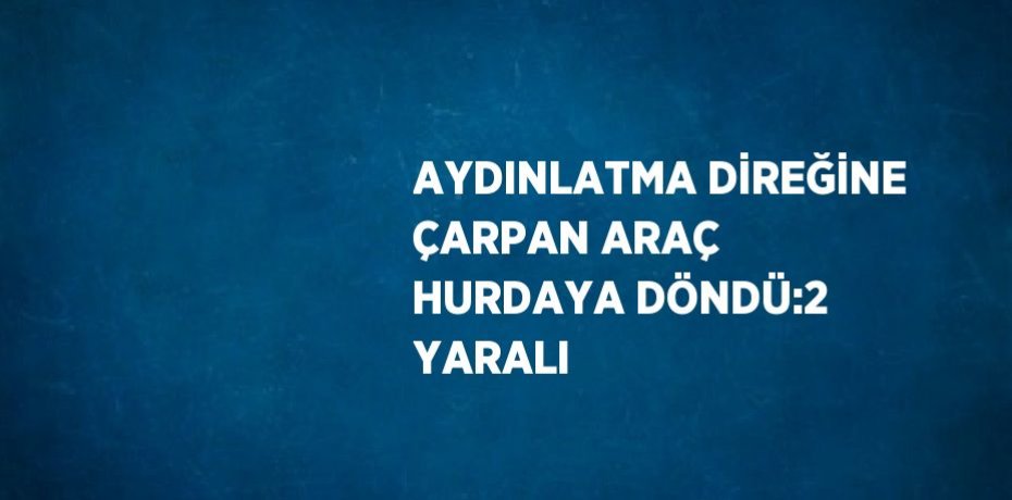 AYDINLATMA DİREĞİNE ÇARPAN ARAÇ HURDAYA DÖNDÜ:2 YARALI