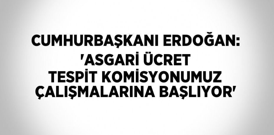 CUMHURBAŞKANI ERDOĞAN: 'ASGARİ ÜCRET TESPİT KOMİSYONUMUZ ÇALIŞMALARINA BAŞLIYOR'