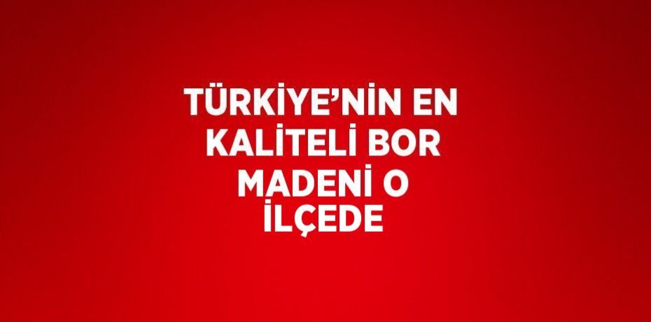 TÜRKİYE’NİN EN KALİTELİ BOR MADENİ O İLÇEDE