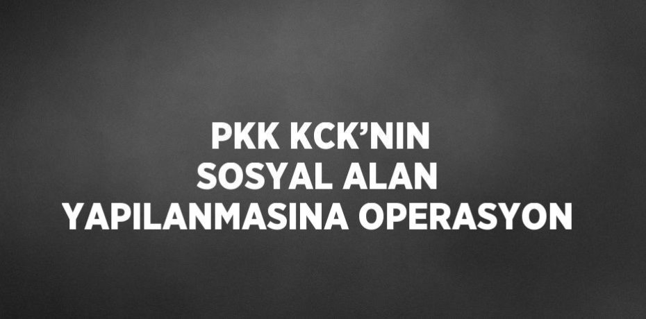 PKK KCK’NIN SOSYAL ALAN YAPILANMASINA OPERASYON