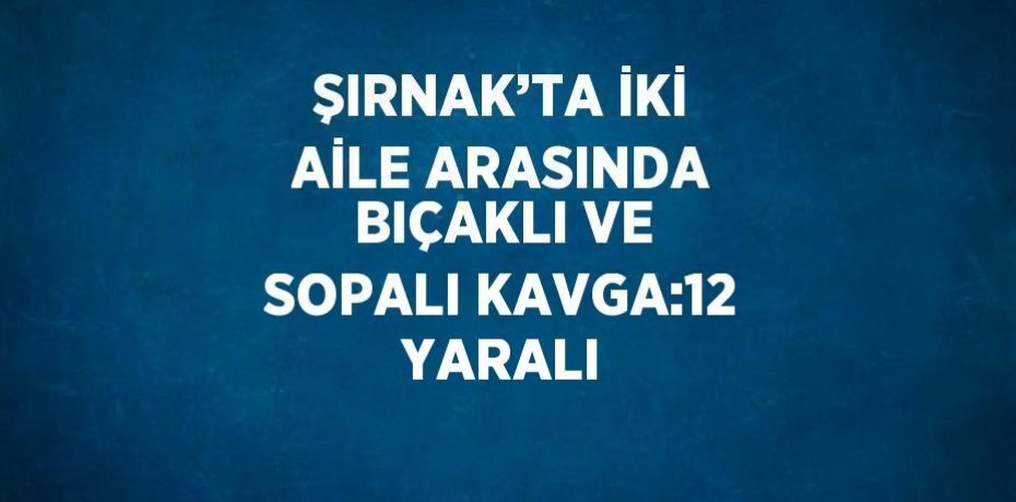 ŞIRNAK’TA İKİ AİLE ARASINDA BIÇAKLI VE SOPALI KAVGA:12 YARALI