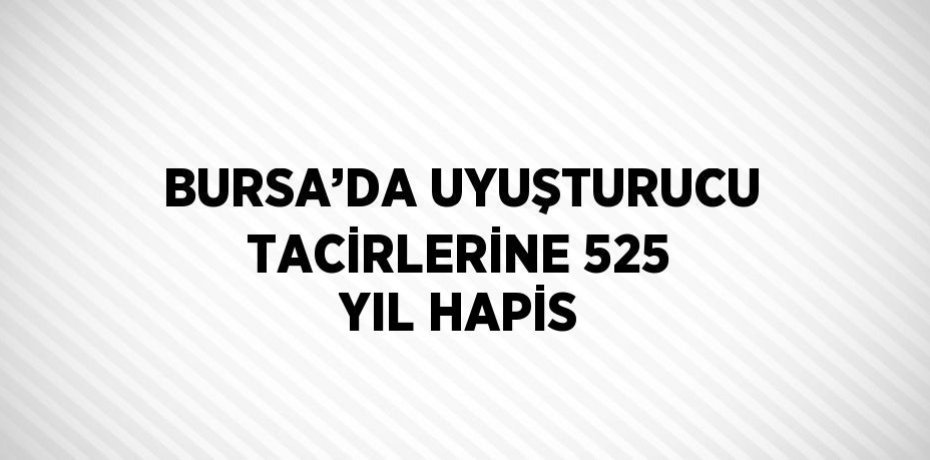 BURSA’DA UYUŞTURUCU TACİRLERİNE 525 YIL HAPİS