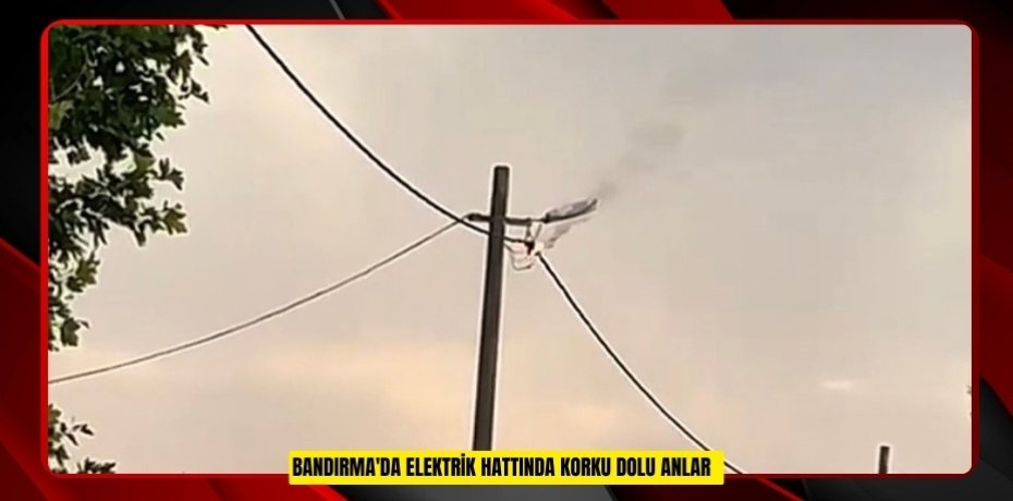 Bandırma'da elektrik hattında korku dolu anlar  