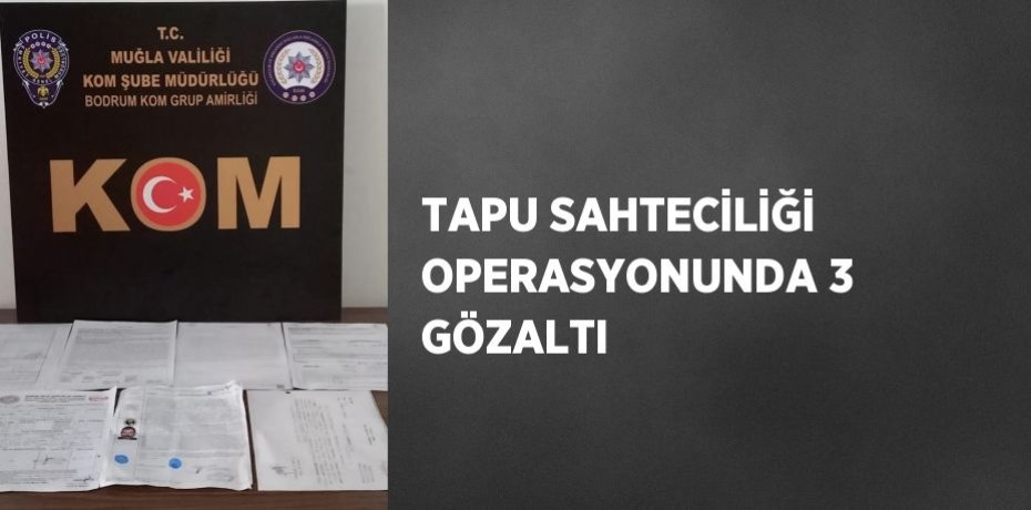 TAPU SAHTECİLİĞİ OPERASYONUNDA 3 GÖZALTI