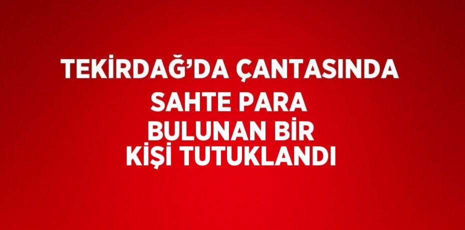 TEKİRDAĞ’DA ÇANTASINDA SAHTE PARA BULUNAN BİR KİŞİ TUTUKLANDI
