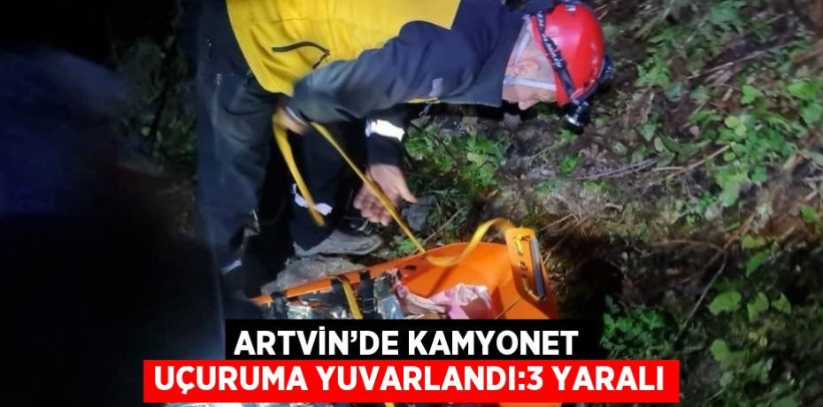 ARTVİN’DE KAMYONET UÇURUMA YUVARLANDI:3 YARALI