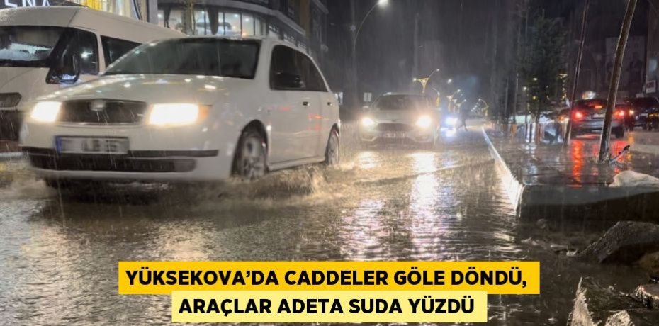 YÜKSEKOVA’DA CADDELER GÖLE DÖNDÜ, ARAÇLAR ADETA SUDA YÜZDÜ
