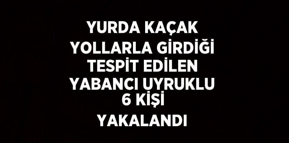 YURDA KAÇAK YOLLARLA GİRDİĞİ TESPİT EDİLEN YABANCI UYRUKLU 6 KİŞİ YAKALANDI