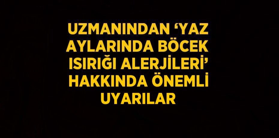 UZMANINDAN ‘YAZ AYLARINDA BÖCEK ISIRIĞI ALERJİLERİ’ HAKKINDA ÖNEMLİ UYARILAR