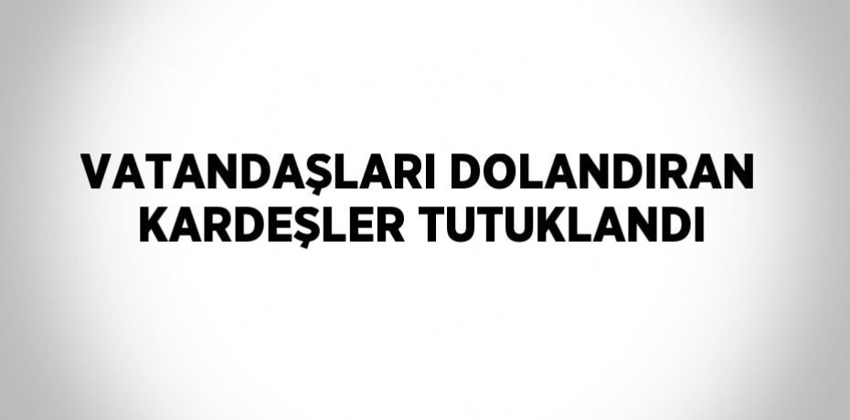 VATANDAŞLARI DOLANDIRAN KARDEŞLER TUTUKLANDI