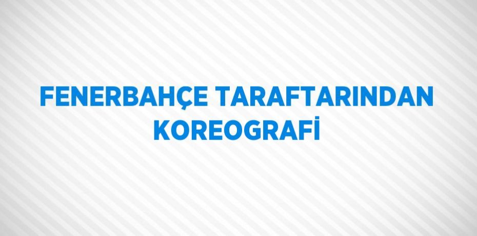 FENERBAHÇE TARAFTARINDAN KOREOGRAFİ