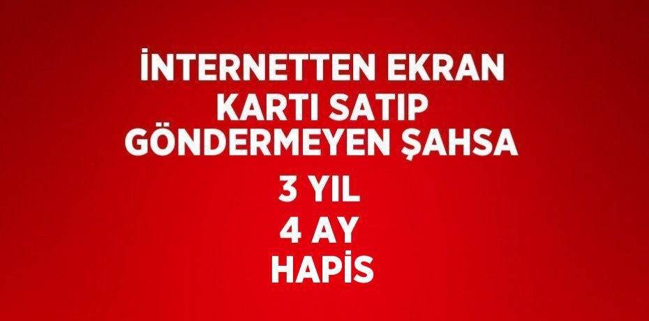 İNTERNETTEN EKRAN KARTI SATIP GÖNDERMEYEN ŞAHSA 3 YIL 4 AY HAPİS