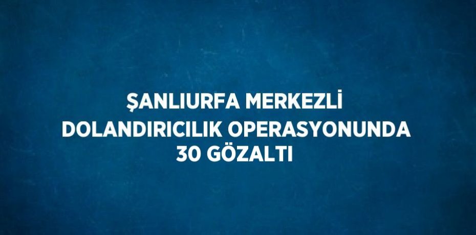 ŞANLIURFA MERKEZLİ DOLANDIRICILIK OPERASYONUNDA 30 GÖZALTI