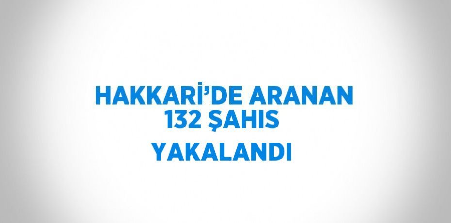 HAKKARİ’DE ARANAN 132 ŞAHIS YAKALANDI
