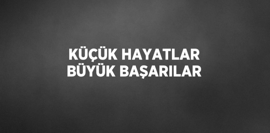 KÜÇÜK HAYATLAR BÜYÜK BAŞARILAR