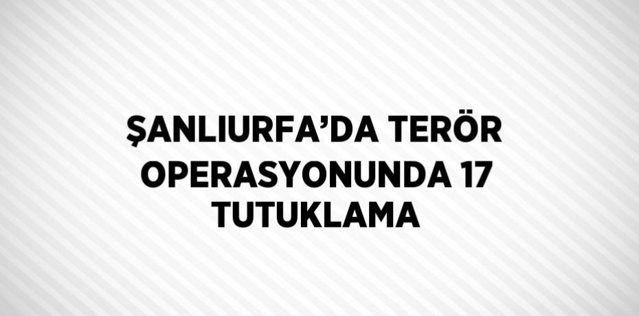 ŞANLIURFA’DA TERÖR OPERASYONUNDA 17 TUTUKLAMA