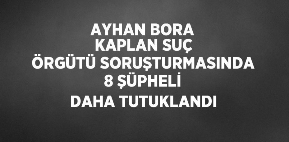 AYHAN BORA KAPLAN SUÇ ÖRGÜTÜ SORUŞTURMASINDA 8 ŞÜPHELİ DAHA TUTUKLANDI
