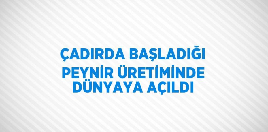 ÇADIRDA BAŞLADIĞI PEYNİR ÜRETİMİNDE DÜNYAYA AÇILDI