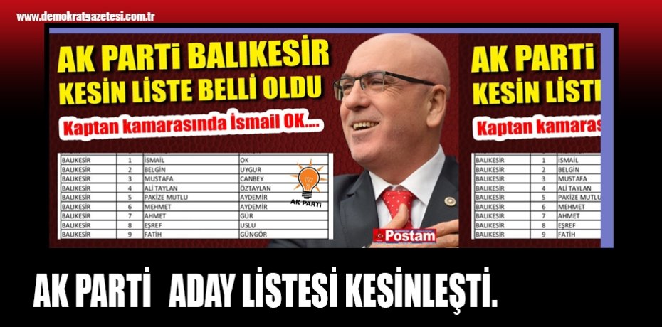 AK PARTİ BALIKESİR MİLLETVEKİLİ ADAYLARI BELLİ OLDU