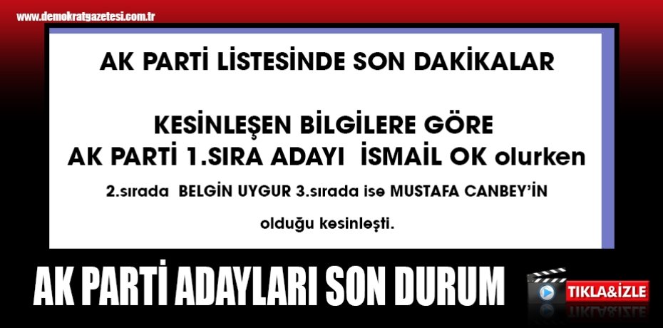 AK PARTİ LİSTESİNDE SON DAKİKALAR
