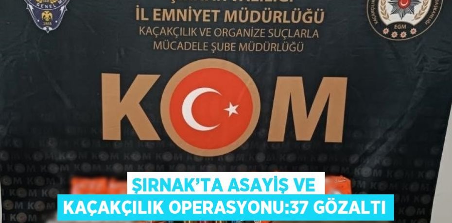 ŞIRNAK’TA ASAYİŞ VE KAÇAKÇILIK OPERASYONU:37 GÖZALTI