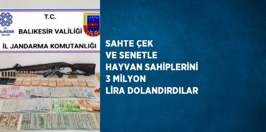 SAHTE ÇEK VE SENETLE HAYVAN SAHİPLERİNİ 3 MİLYON LİRA DOLANDIRDILAR