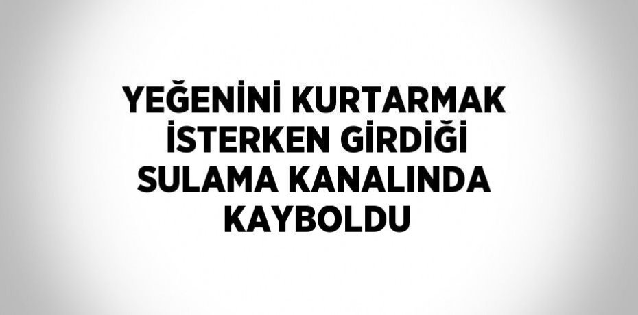 YEĞENİNİ KURTARMAK İSTERKEN GİRDİĞİ SULAMA KANALINDA KAYBOLDU