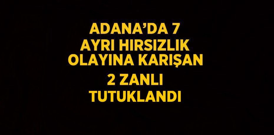 ADANA’DA 7 AYRI HIRSIZLIK OLAYINA KARIŞAN 2 ZANLI TUTUKLANDI