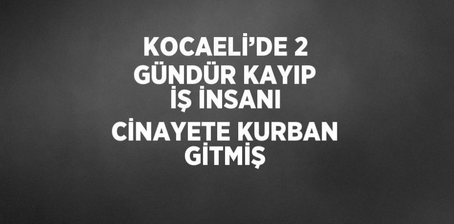 KOCAELİ’DE 2 GÜNDÜR KAYIP İŞ İNSANI CİNAYETE KURBAN GİTMİŞ
