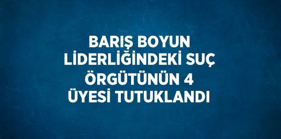 BARIŞ BOYUN LİDERLİĞİNDEKİ SUÇ ÖRGÜTÜNÜN 4 ÜYESİ TUTUKLANDI