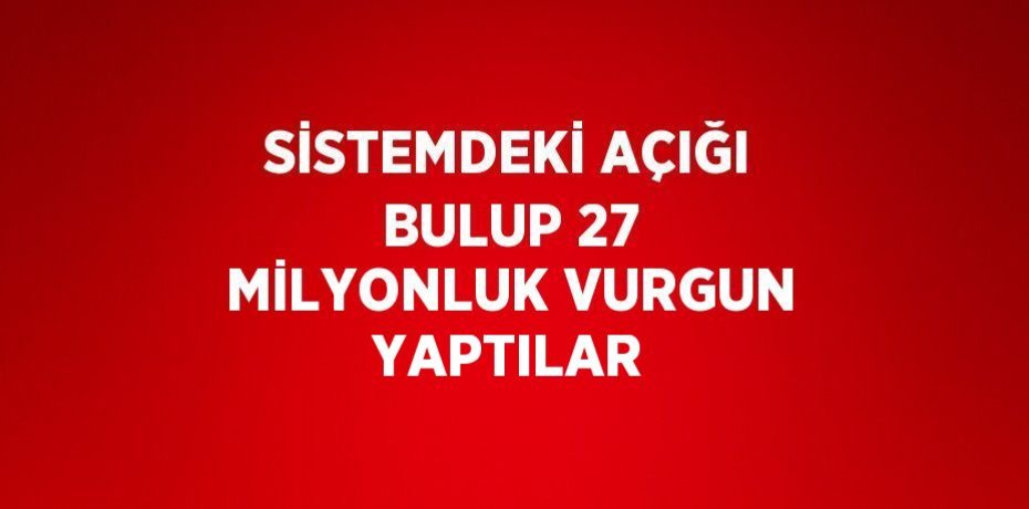 SİSTEMDEKİ AÇIĞI BULUP 27 MİLYONLUK VURGUN YAPTILAR