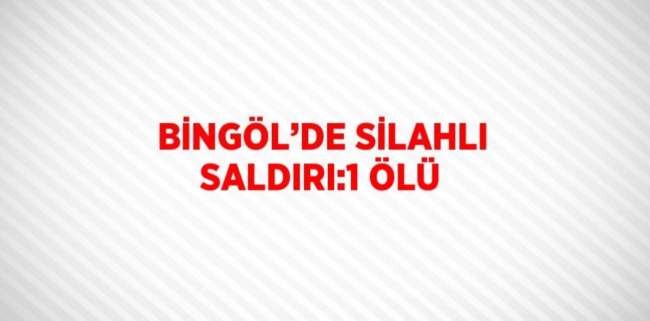 BİNGÖL’DE SİLAHLI SALDIRI:1 ÖLÜ