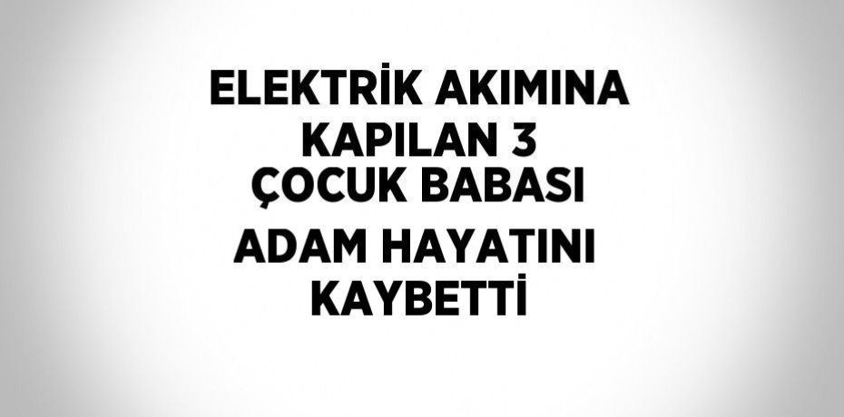 ELEKTRİK AKIMINA KAPILAN 3 ÇOCUK BABASI ADAM HAYATINI KAYBETTİ
