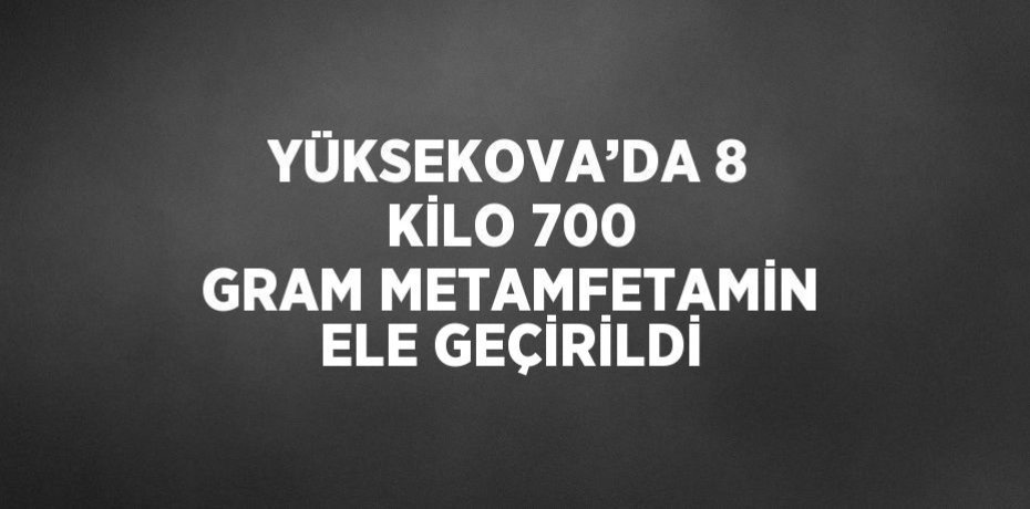 YÜKSEKOVA’DA 8 KİLO 700 GRAM METAMFETAMİN ELE GEÇİRİLDİ